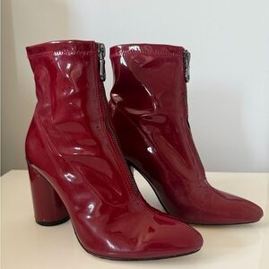 Zara Patent Block Heel Ankle Boots